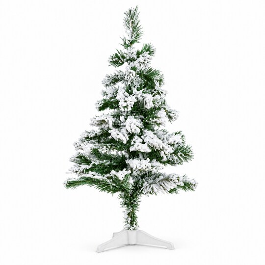 RAHEEV; 2 Ft Snow Flock Artificial Christmas Tree Mini Tabletop Holiday Decor; Category:Christmas Tabletop & Accent Trees; Image:1